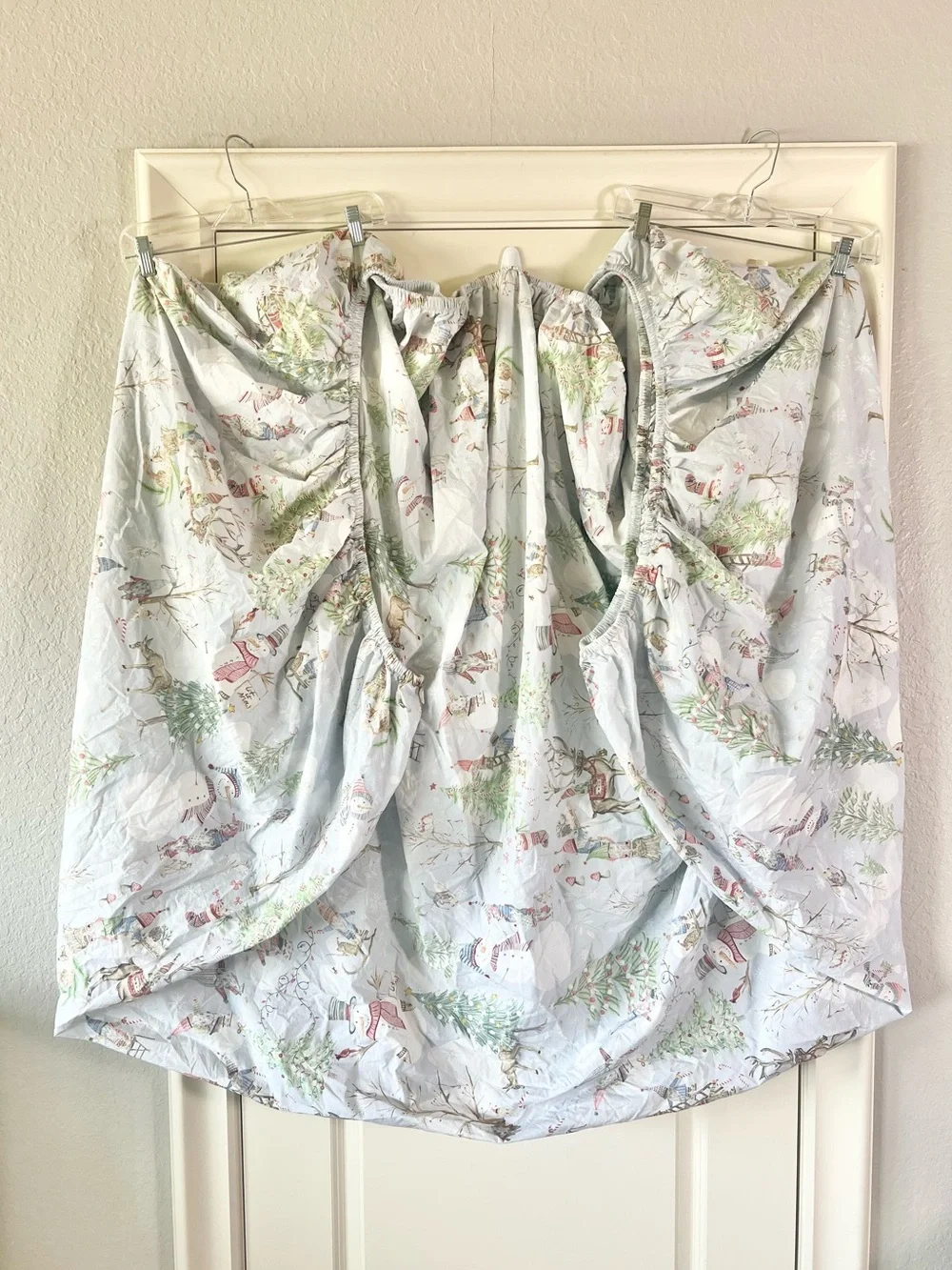 Pottery Barn Snow Day Gnomes Fitted King Sheet Christmas Bedding Discontinued